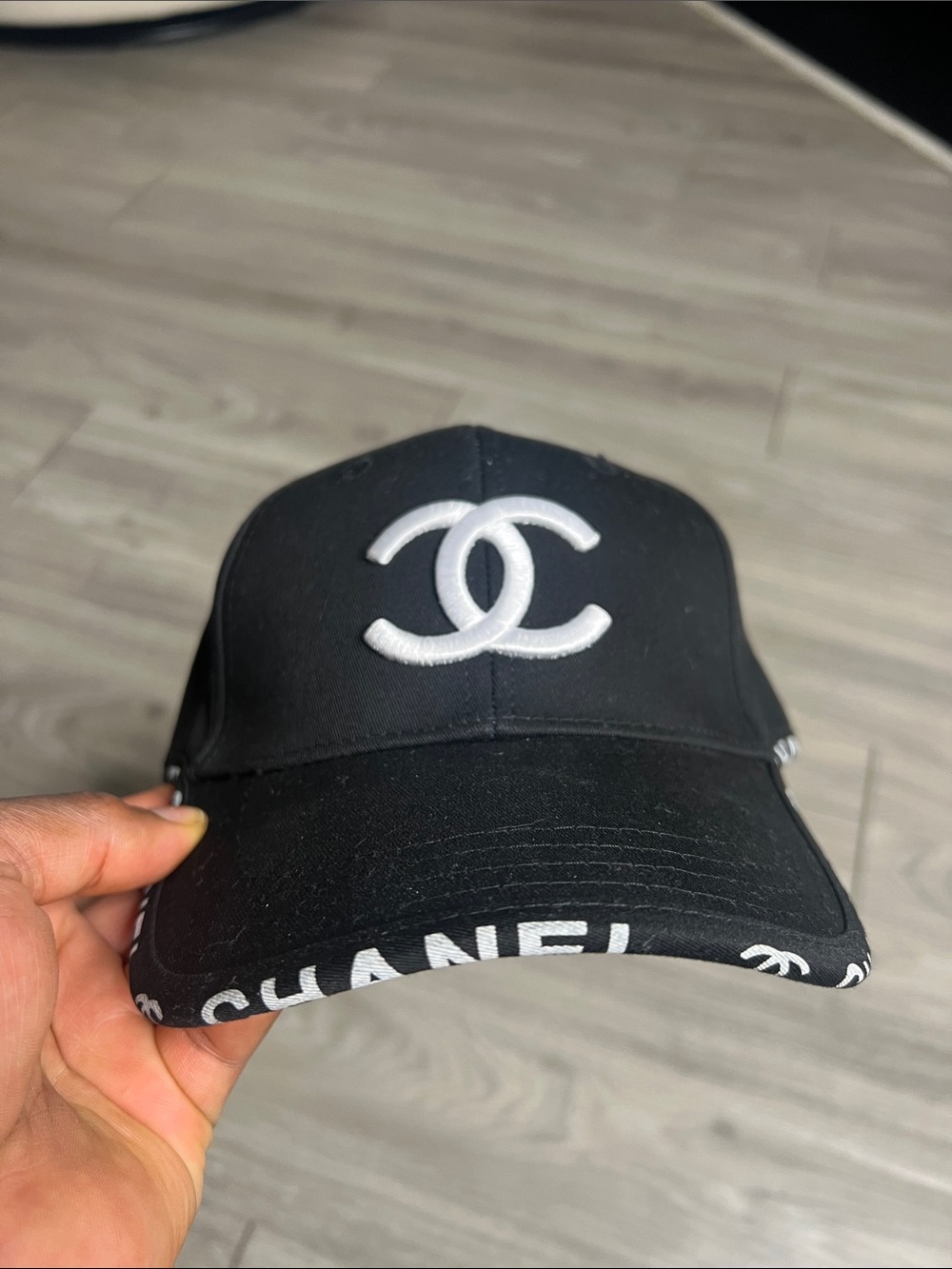CHANEL Black Baseball Cap with White CC Logo and Brim Lettering - Picture 3 of 13